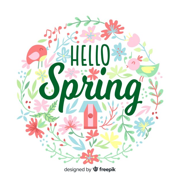 Pastel color hello spring background