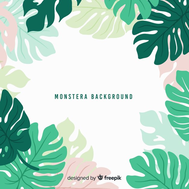 Pastel color monstera leaves background