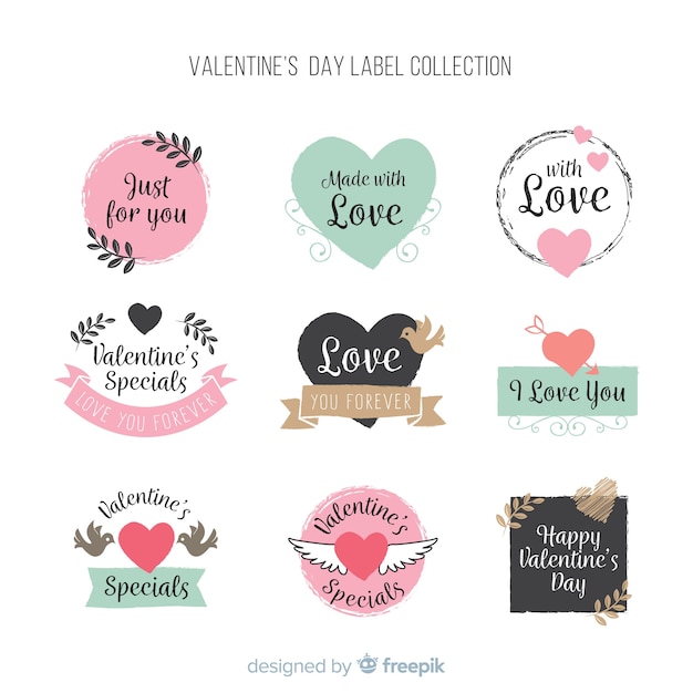 Pastel color valentine label collection