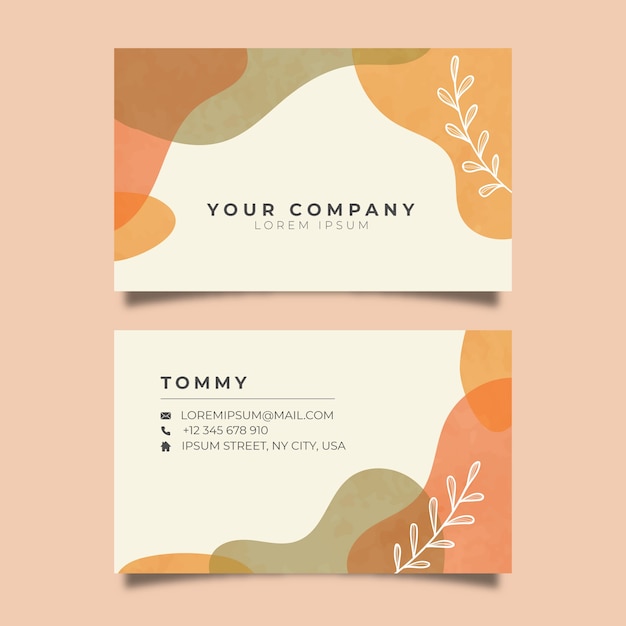 Pastel-colored stains abstract business card template