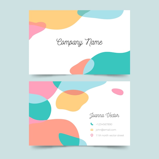 Pastel-colored stains abstract business card template