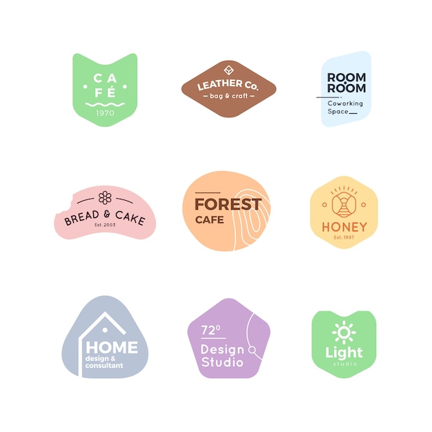 Pastel colors minimal logo collection