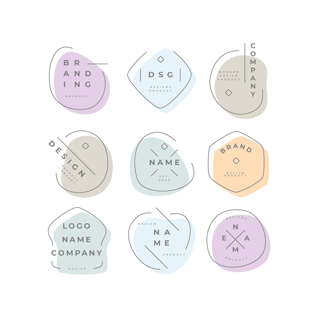 Pastel colors minimal logo set