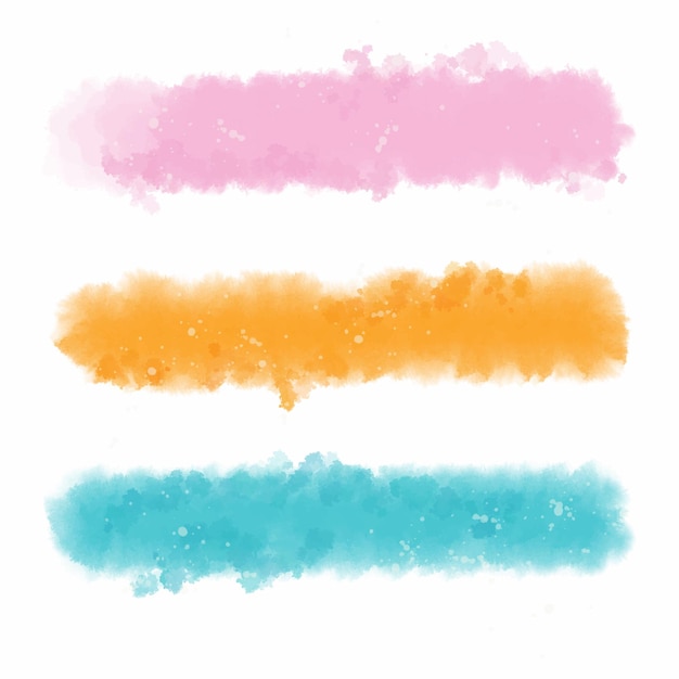 Pastel coloured hand painted watercolour brush strokes