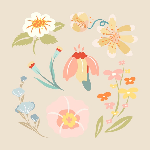 Free Vector pastel flower, spring clipart cute vector illustration