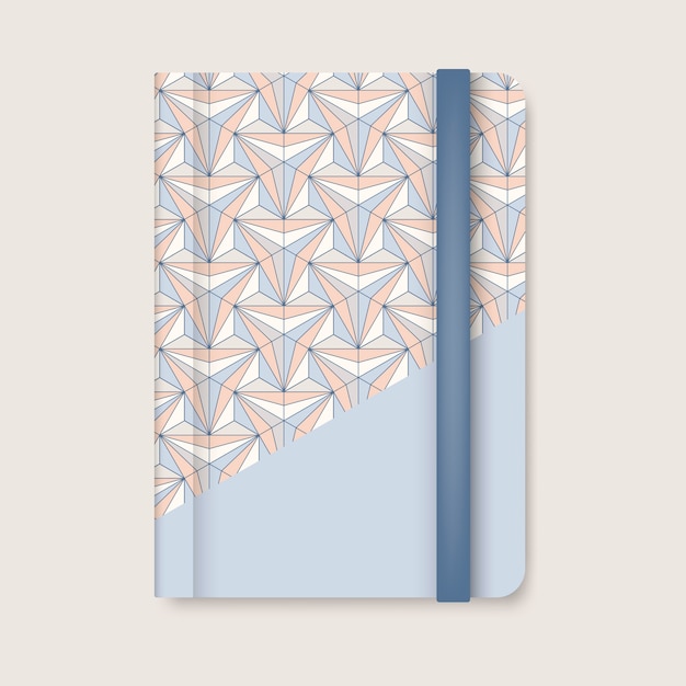 Pastel geometric pattern cover of a blue diary vector