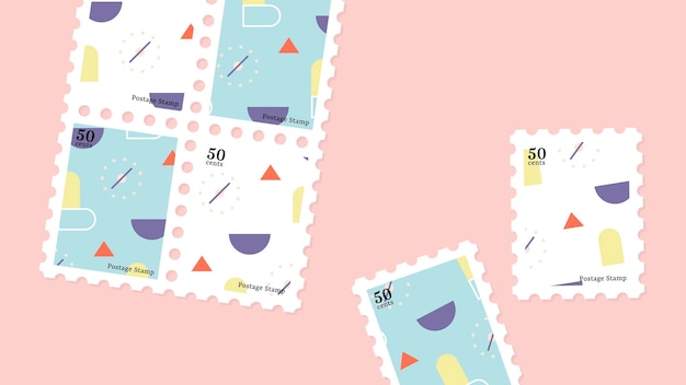 Free Vector pastel geometric patterned stamps collection