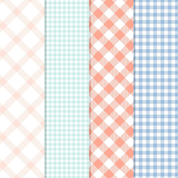 Free vector pastel gingham pattern collection