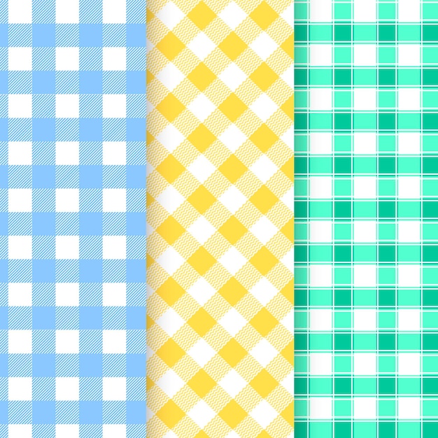 Free vector pastel gingham pattern collection