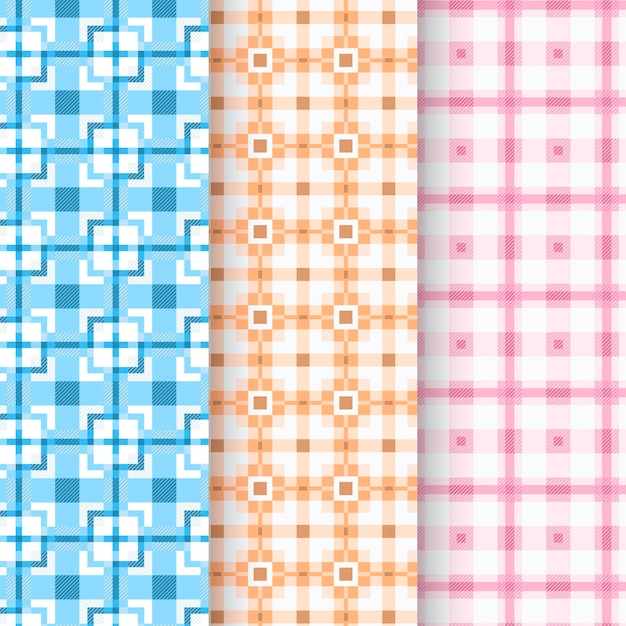 Free vector pastel gingham pattern collection