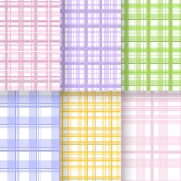 Free vector pastel gingham pattern collection