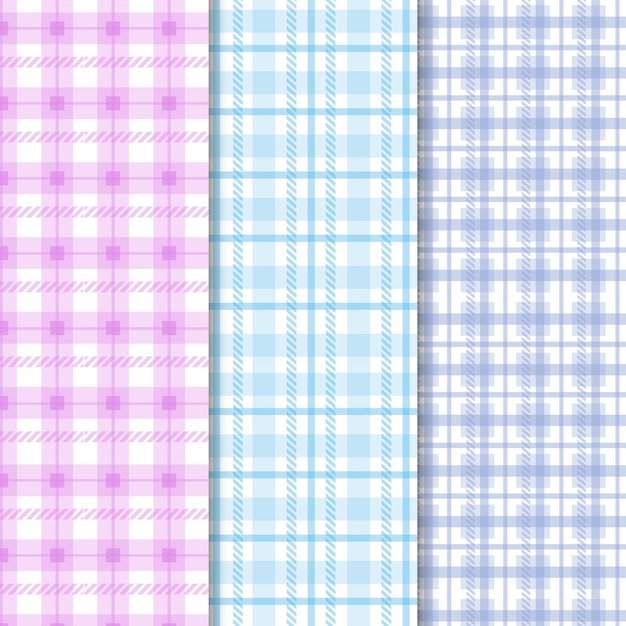 Free vector pastel gingham pattern collection