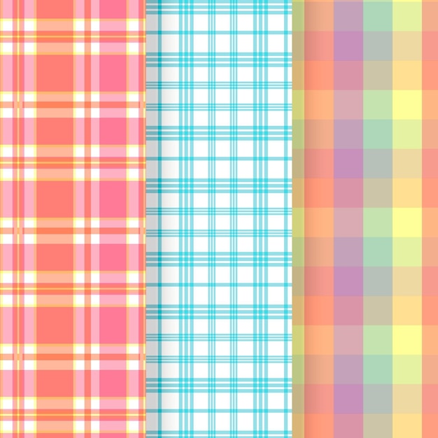 Free vector pastel gingham pattern collection