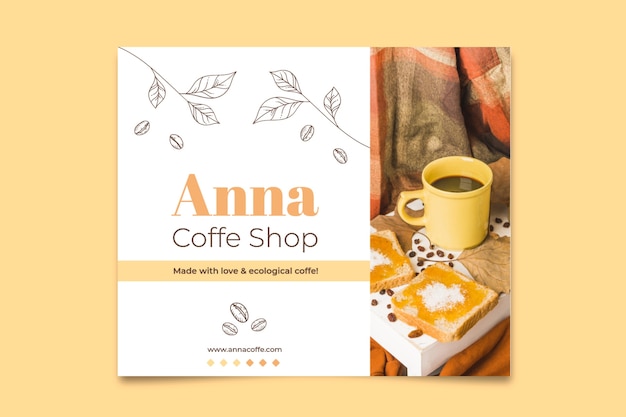 Free Vector pastel hand-drawn anna coffee shop facebook post