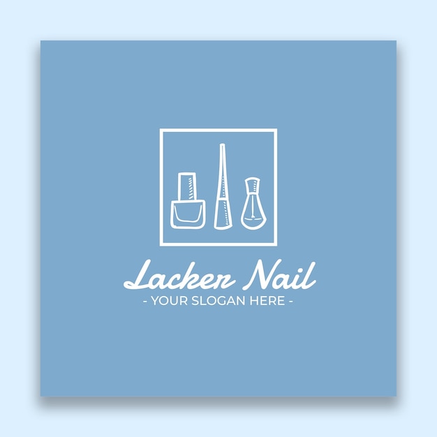 Pastel hand-drawn lacker nail salon logo