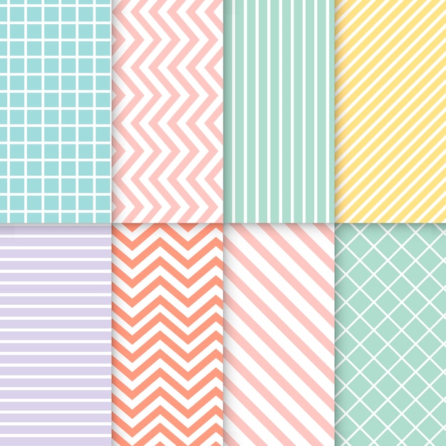 Pastel mixed seamless pattern vector set