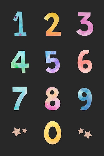 Free Vector pastel number font set vector