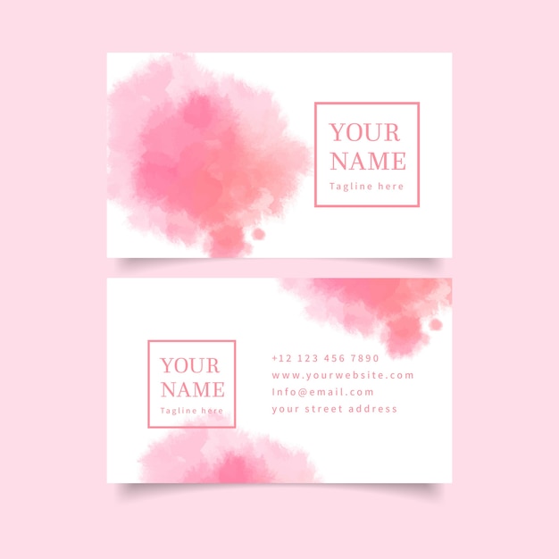 Free vector pastel pink colours and brush strokes business card