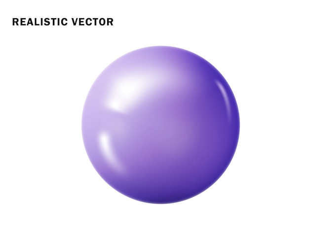 Pastel purple ball realistic Glossy 3d sphere ball isolated Geometric figure of round sphere