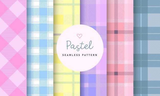 Pastel tartan check plaid seamless pattern collection