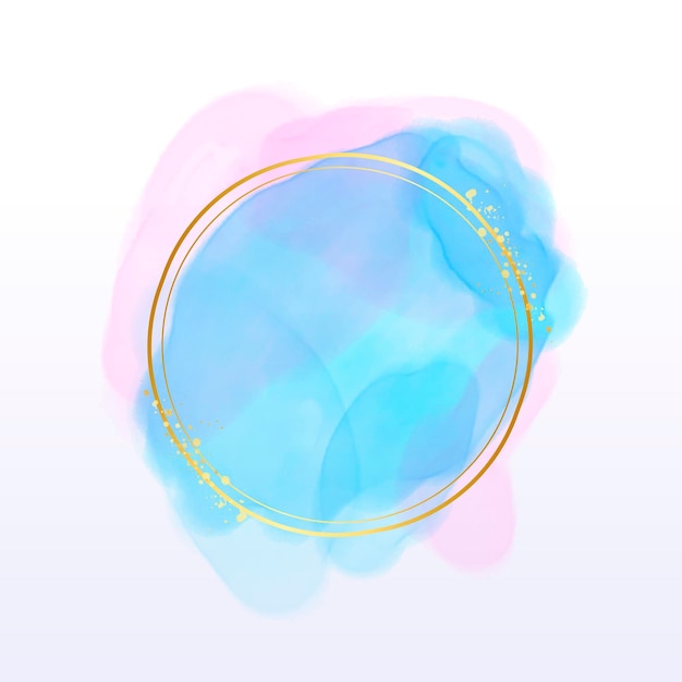 Free Vector pastel watercolor with golden frame