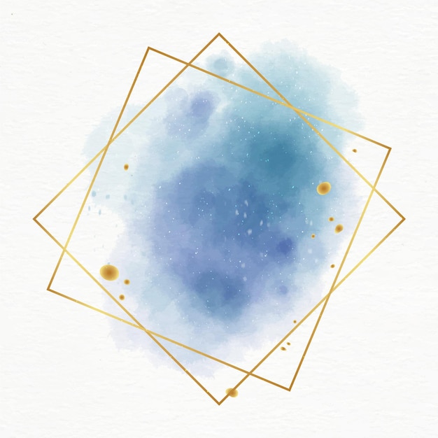 Free Vector pastel watercolor with golden frame