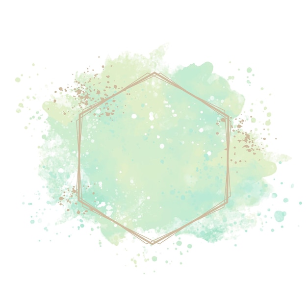 Free Vector pastel watercolor with golden frame