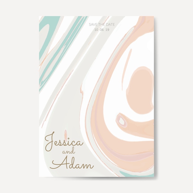 Pastel wedding invitation card vector