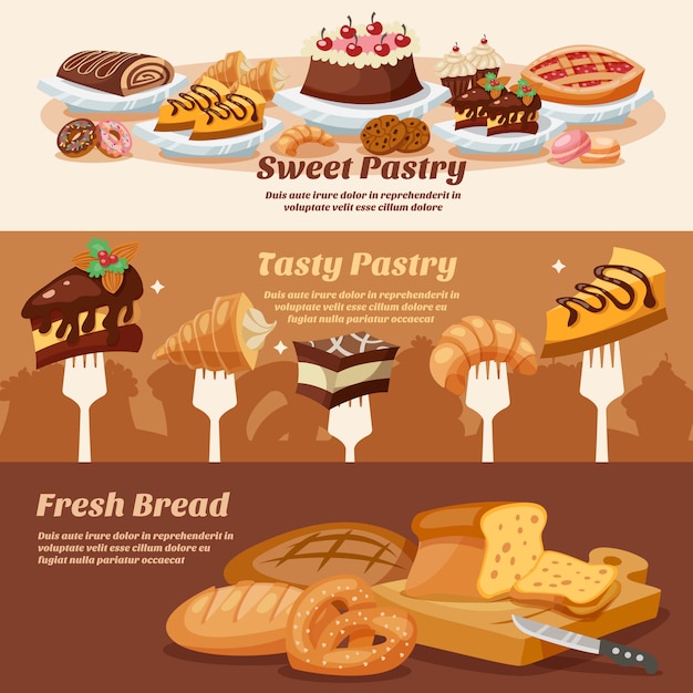 Free Vector pastry banner set