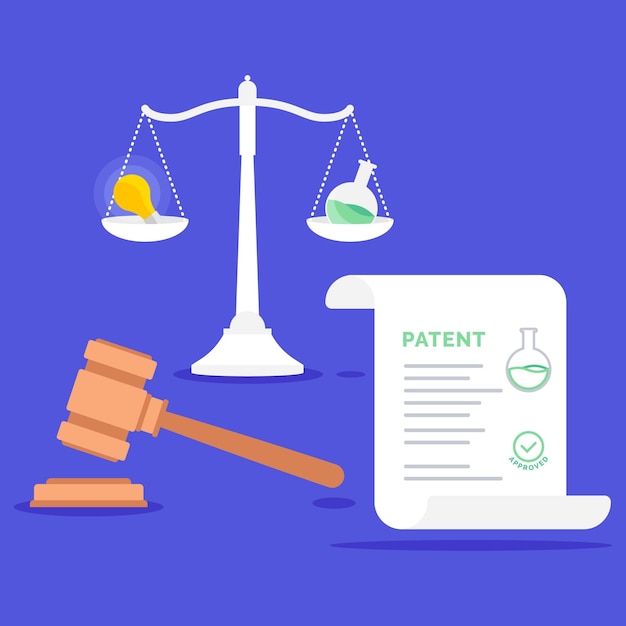 Free vector patent law concept with balance scale