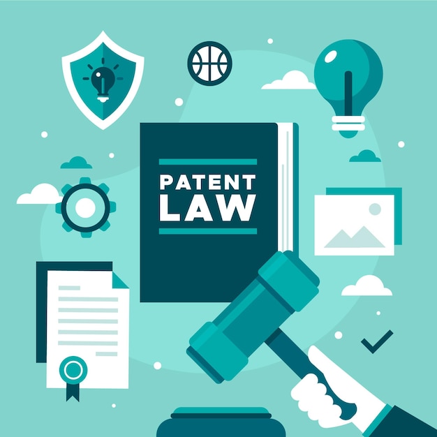 Free Vector patent law elements and hand