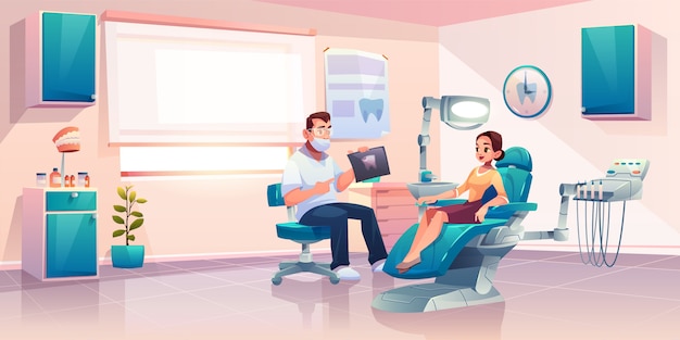 Patient at dentist office illustration