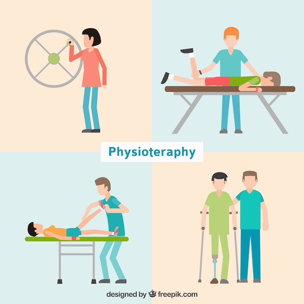 Free vector patients in physioteraphy clinic