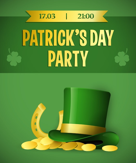 Patricks Day party green banner design