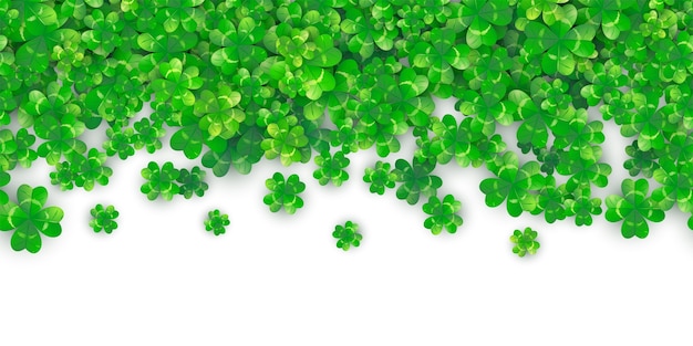 Free Vector patricks day seamless border background with green clover heap