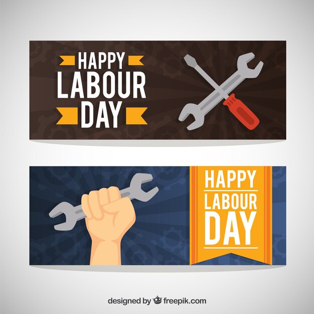 Patriotic labor day banners