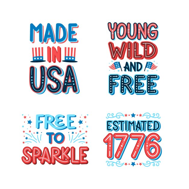 Patriotic usa lettering set