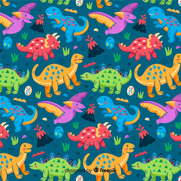 Pattern background of colorful dinosaur