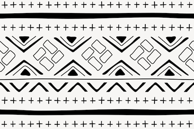 Free vector pattern background, ethnic seamless aztec design, black and white geometric style, vector