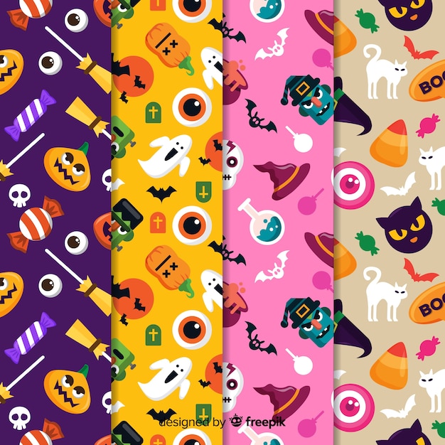 Free Vector pattern collection for a spooky halloween party