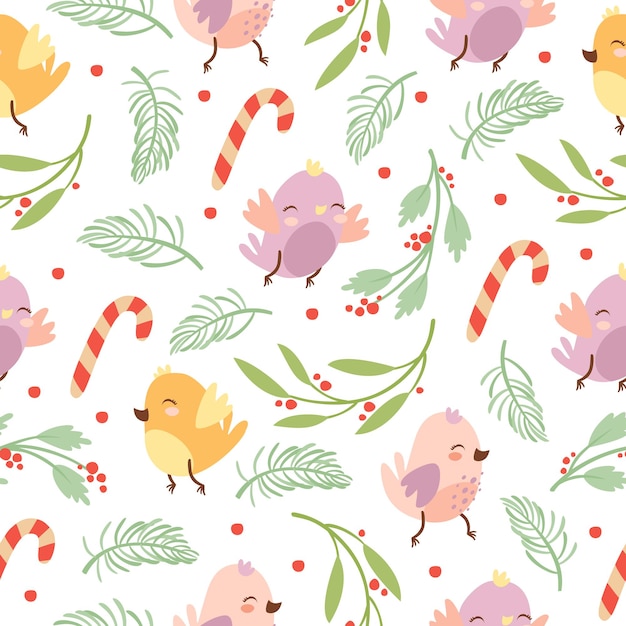 Pattern cute christmas birds