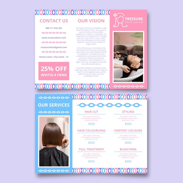 Pattern hair salon brochure