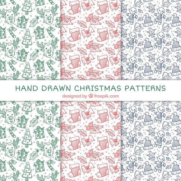 Pattern set of christmas items sketches