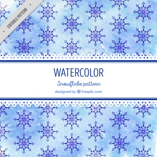 Free vector pattern of watercolor blue snowflakes