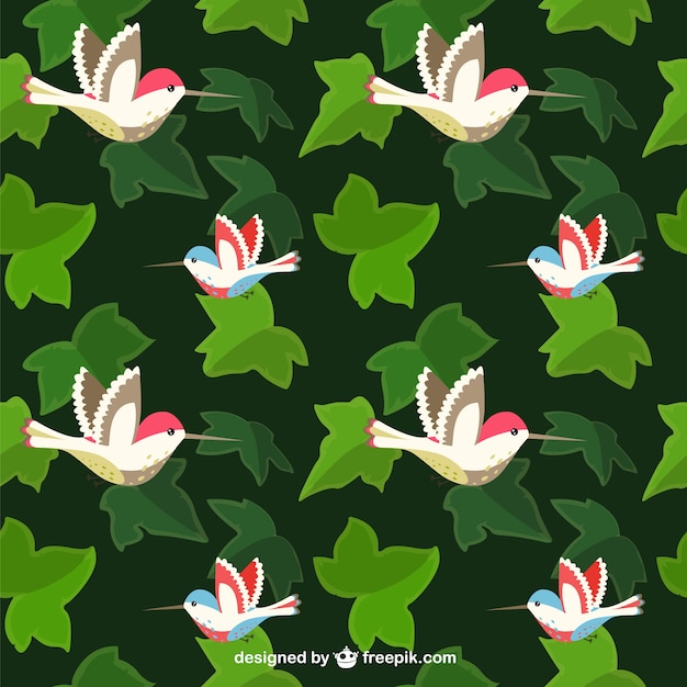 Free Vector pattern with birds and leaves