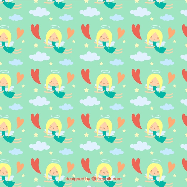 Pattern with cute angels