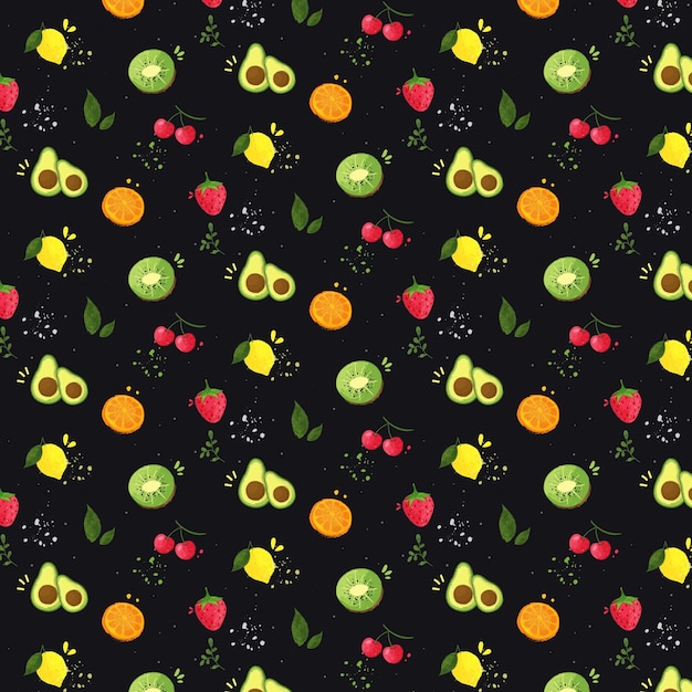 Free Vector pattern with fruits collection