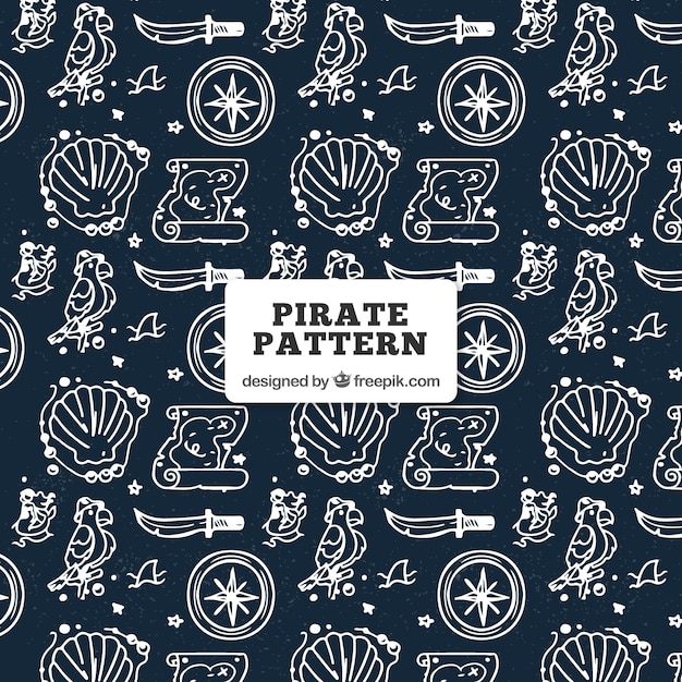 Free Vector pattern with hand drawn pirate objects