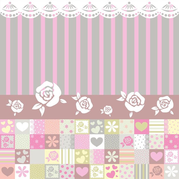 Pattern with roses and hearts