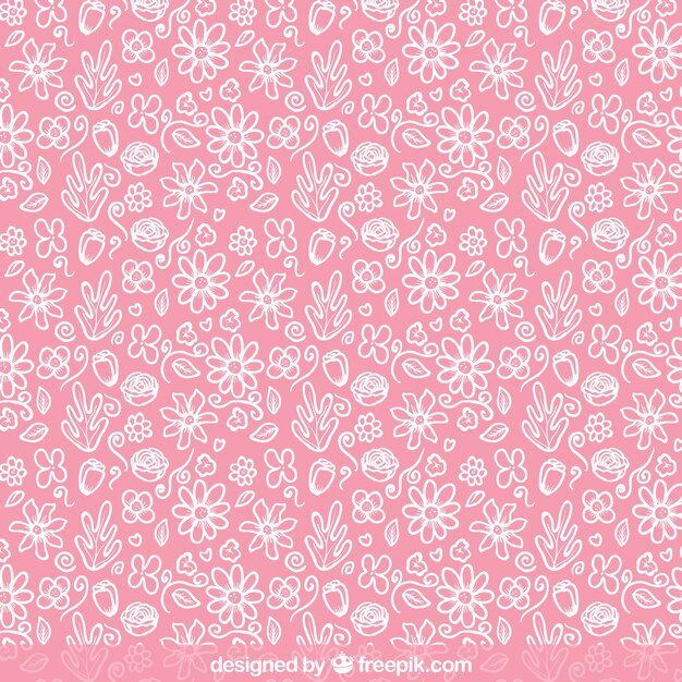 Pattern with sketchy flowers